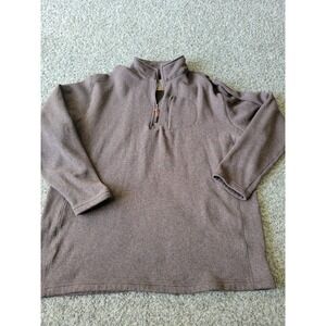 Mountain Club Jacket Mens 2XLT Brown Quarter Zip Fleece Collar Knit Zip Pocket